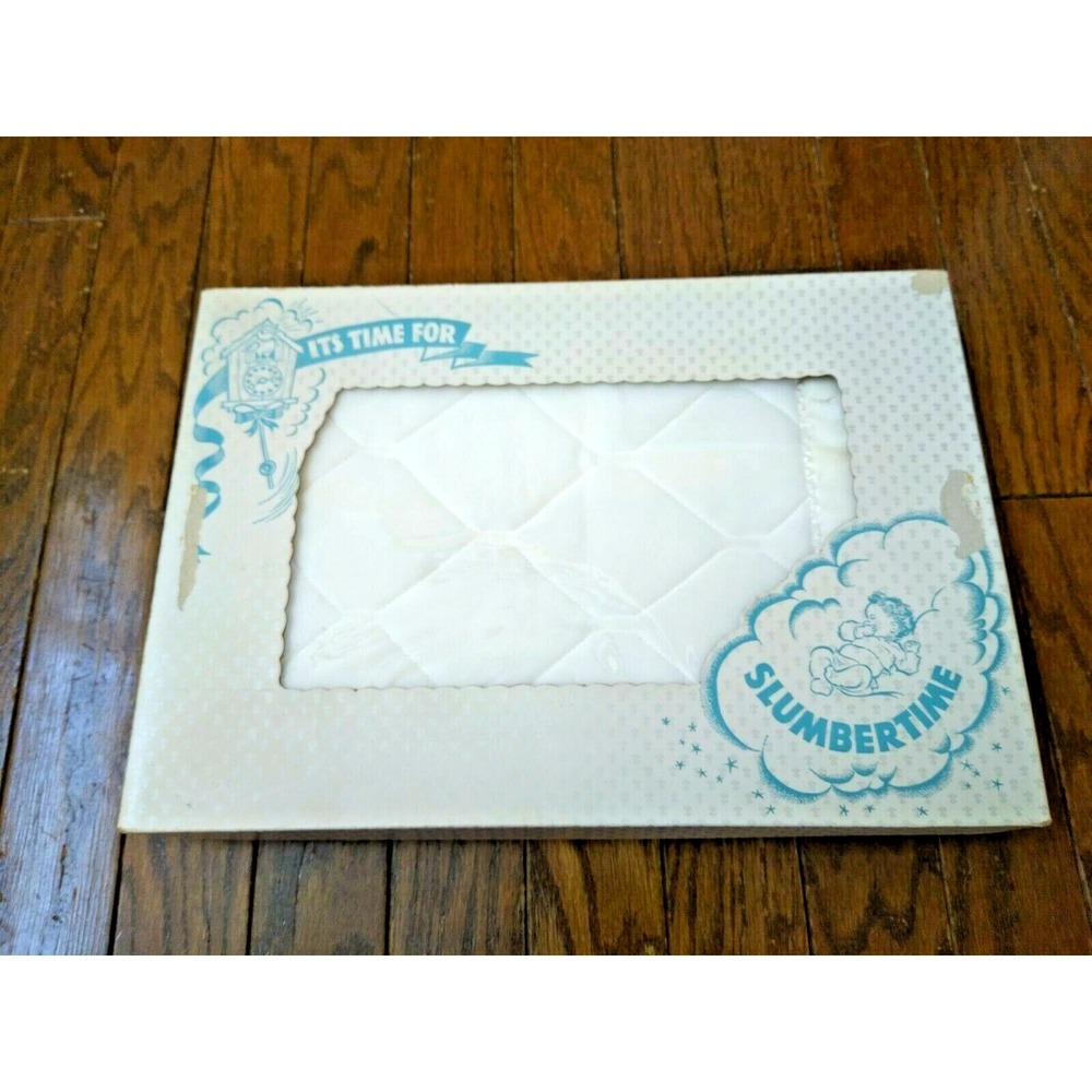 Vintage Slumbertime Off White Cream Acrylic Baby Quilted Blanket 48 x 36 in Box